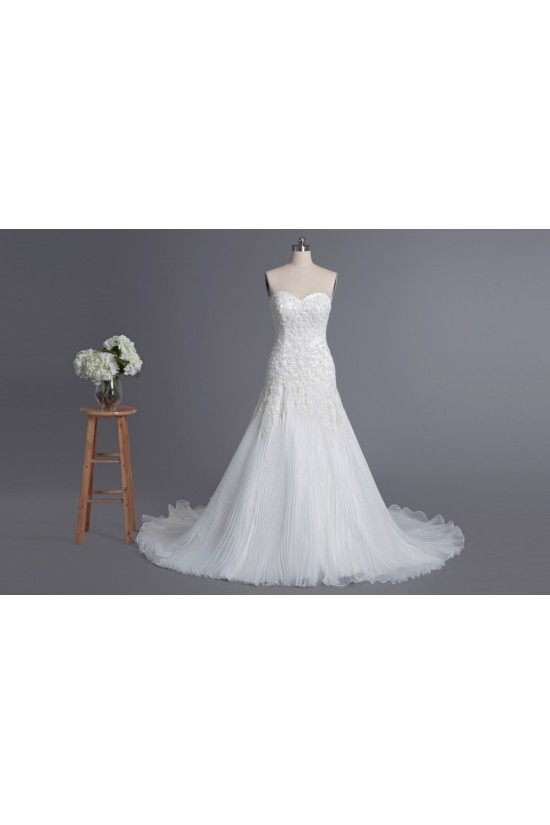 A-line Sweetheart Chapel Train Lace Bridal Wedding Dresses WD010424