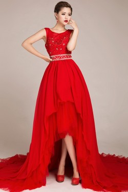 High Low Beaded Bridal Wedding Dresses WD010429