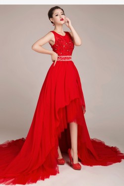 High Low Beaded Bridal Wedding Dresses WD010429