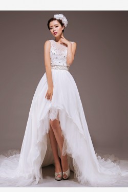 High Low Beaded Bridal Wedding Dresses WD010430