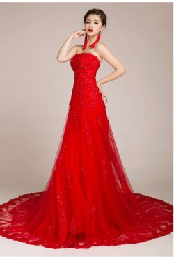 A-line Strapless Beaded Lace Applique Bridal Gown Wedding Dress WD010432