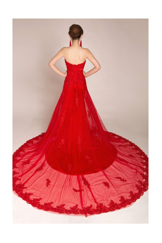 A-line Strapless Beaded Lace Applique Bridal Gown Wedding Dress WD010432
