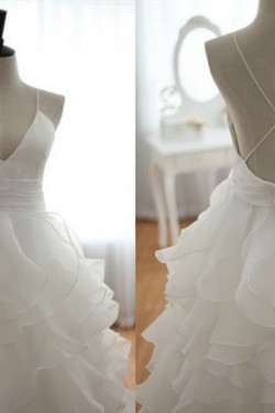 Ball Gown V-neck Spaghetti Strap Bridal Gown Wedding Dress WD010434