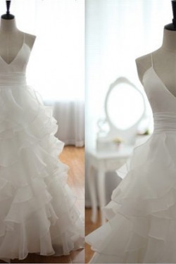 Ball Gown V-neck Spaghetti Strap Bridal Gown Wedding Dress WD010434