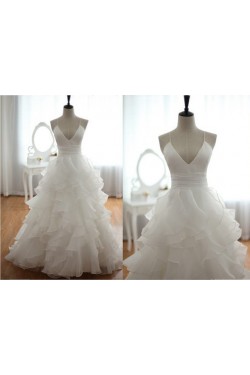 Ball Gown V-neck Spaghetti Strap Bridal Gown Wedding Dress WD010434
