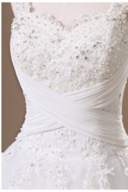 Ball Gown Beaded Straps Lace Bridal Gown Wedding Dress WD010436