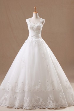 Ball Gown Beaded Straps Lace Bridal Gown Wedding Dress WD010436