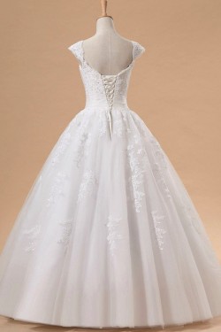 Ball Gown Cap Straps Beaded Lace Bridal Gown Wedding Dress WD010442