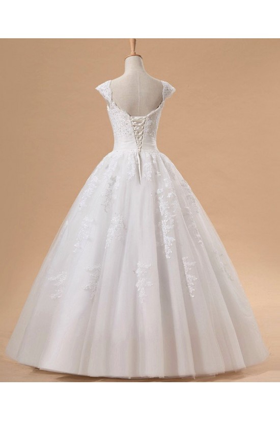 Ball Gown Cap Straps Beaded Lace Bridal Gown Wedding Dress WD010442