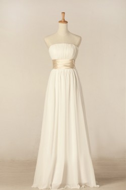 Sheath/Column Strapless Bowknot Chiffon Bridal Gown Wedding Dress WD010445