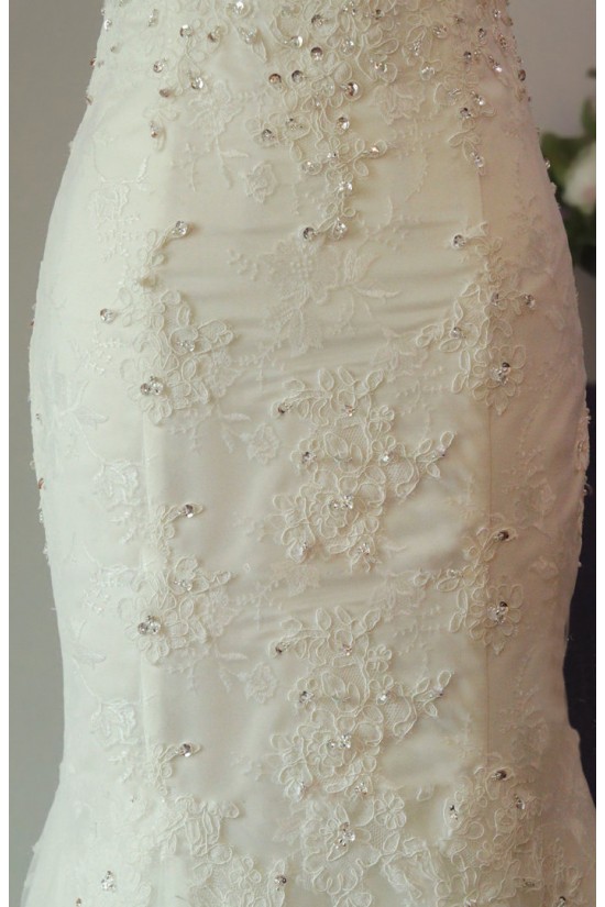 Trumpet/Mermaid V-neck Beaded Lace Bridal Gown Wedding Dress WD010453
