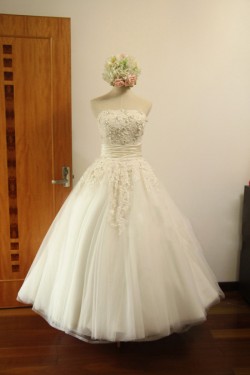 Ball Gown Strapless Beaded Lace Bridal Gown Wedding Dress WD010455