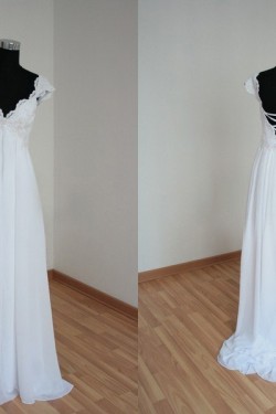 Empire Lace and Chiffon Bridal Gown Maternity Wedding Dress WD010460