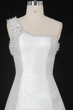 A-line One Shoulder Beaded Bridal Gown Wedding Dress WD010470