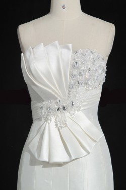 Trumpet/Mermaid Strapless Beaded Bowknot Bridal Gown Wedding Dress WD010471