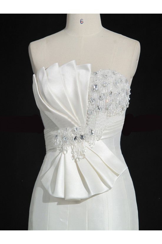 Trumpet/Mermaid Strapless Beaded Bowknot Bridal Gown Wedding Dress WD010471
