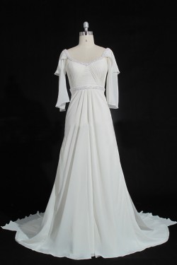 A-line Beaded Chiffon Bridal Gown Wedding Dress WD010479