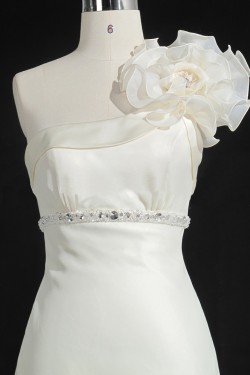 A-line Beaded One Shoulder Bridal Gown Wedding Dress WD010483