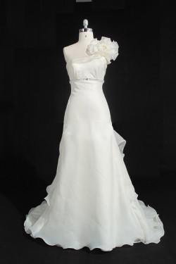 A-line Beaded One Shoulder Bridal Gown Wedding Dress WD010483