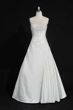 A-line Strapless Beaded Bridal Gown Wedding Dress WD010484
