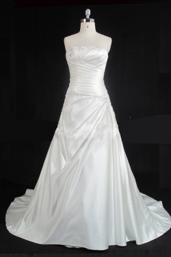 A-line Strapless Beaded Bridal Gown Wedding Dress WD010485