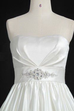 High Low Strapless Beaded Bridal Gown Wedding Dress WD010486