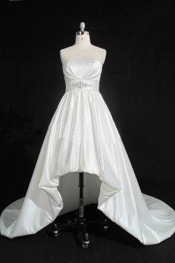 High Low Strapless Beaded Bridal Gown Wedding Dress WD010486