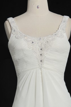 Sheath/Column Beaded Chiffon Bridal Gown Wedding Dress WD010490