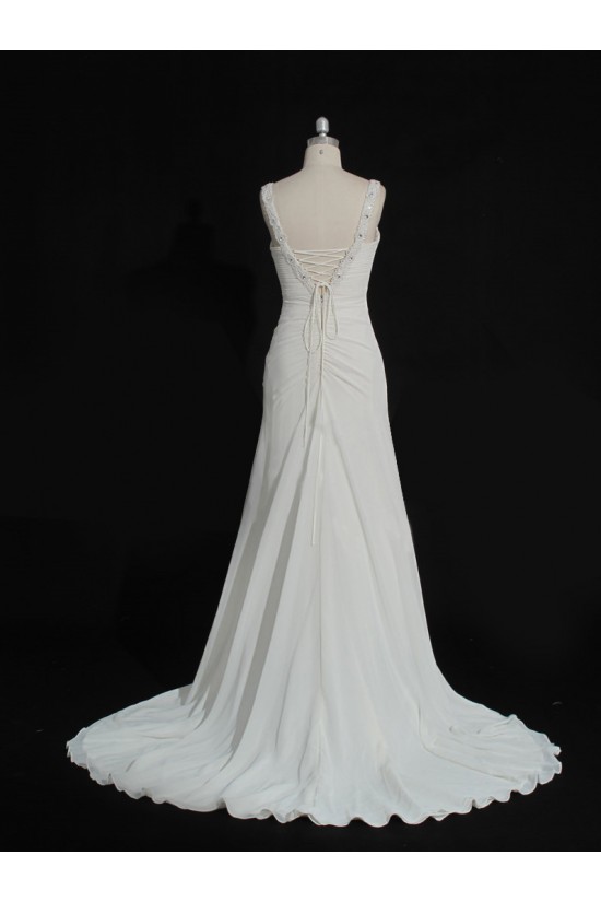 Sheath/Column Beaded Chiffon Bridal Gown Wedding Dress WD010490