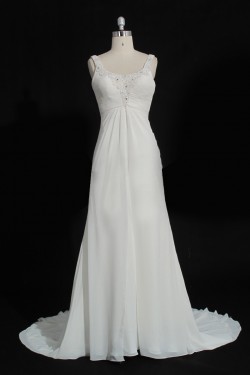 Sheath/Column Beaded Chiffon Bridal Gown Wedding Dress WD010490