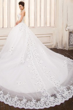 Ball Gown Halter Beaded Lace Bridal Gown Wedding Dress WD010498