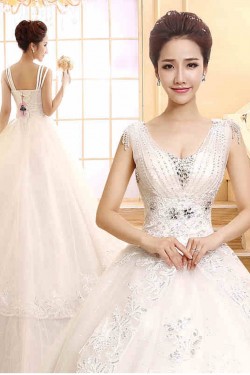 Ball Gown Beaded Bowknot Lace Bridal Wedding Dresses WD010507