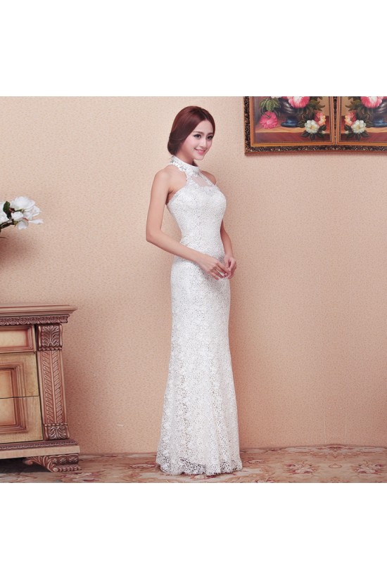Trumpet/Mermaid Halter Lace Bridal Wedding Dresses WD010515
