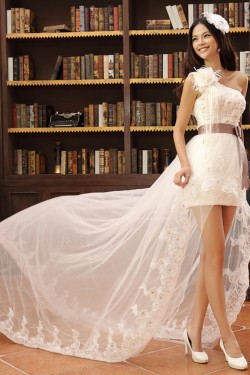 High Low One Shoulder Bridal Wedding Dresses WD010517