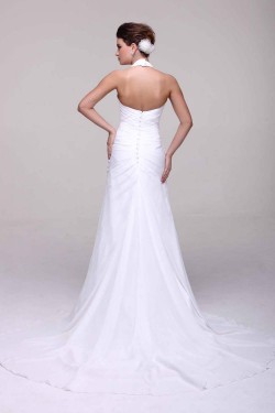 Sheath/Column Halter Beaded Chiffon Bridal Wedding Dresses WD010521