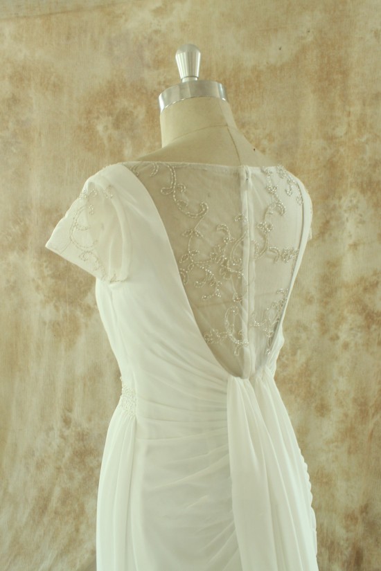 Sheath/Column Beaded Short Sleeves Bridal Wedding Dresses WD010529 Sheath/Column Beaded Short Sleeves Bridal Wedding Dresses WD010529