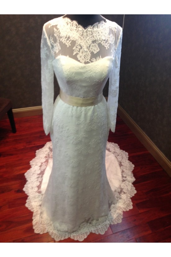 Trumpet/Mermaid Long Sleeves Lace Bridal Wedding Dresses WD010542