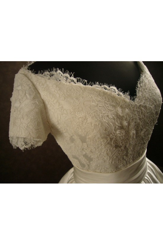 Ball Gown Short Sleeves Lace Bridal Wedding Dresses WD010543