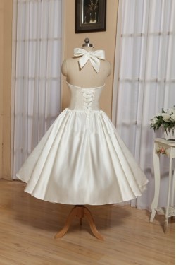 A-line Short Halter Bowknot Bridal Wedding Dresses WD010546