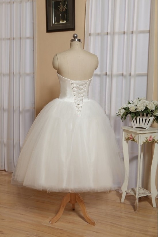 Ball Gown Short Sweetheart Satin and Tulle Bridal Wedding Dresses WD010547