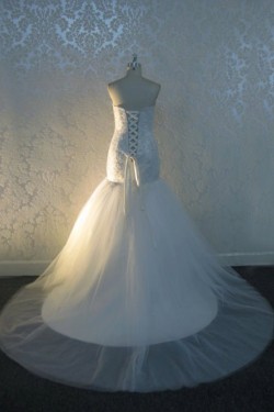 Trumpet/Mermaid Strapless Lace Bridal Wedding Dresses WD010548