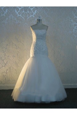 Trumpet/Mermaid Strapless Lace Bridal Wedding Dresses WD010548