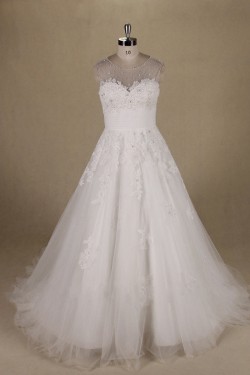 A-line Beaded Lace Bridal Wedding Dresses WD010550