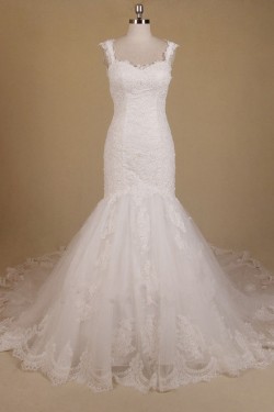 Trumpet/Mermaid Straps Lace Bridal Wedding Dresses WD010551