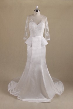 Trumpet/Mermaid 3/4 Sleeves Lace Bridal Wedding Dresses WD010553