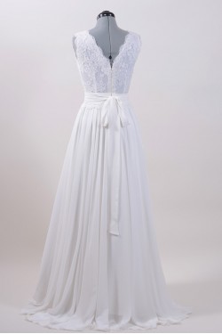 A-line V-neck Chiffon and Lace Bridal Wedding Dresses WD010555