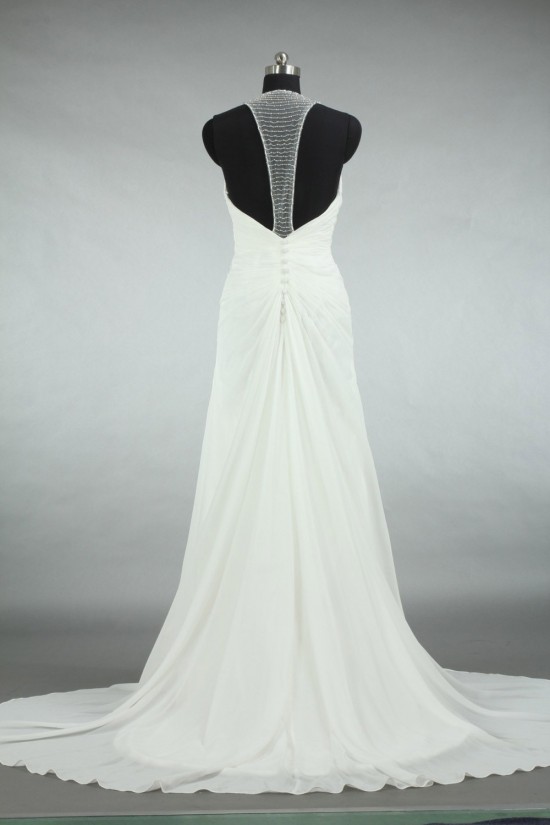 Sheath/Column Halter Beaded Chiffon Bridal Wedding Dresses WD010556 Sheath/Column Halter Beaded Chiffon Bridal Wedding Dresses WD010556