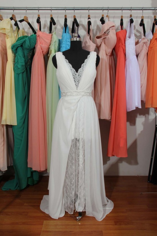 Sheath/Column V-neck Beaded Chiffon and Lace Bridal Wedding Dresses WD010559 Sheath/Column V-neck Beaded Chiffon and Lace Bridal Wedding Dresses WD010559