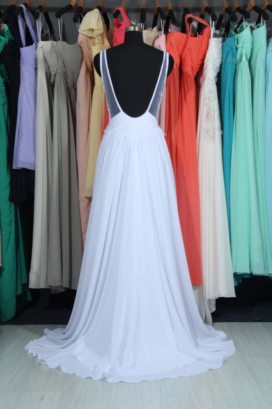 A-line V-neck Chiffon and Lace Bridal Wedding Dresses WD010561