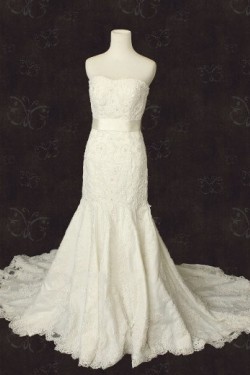 Trumpet/Mermaid Strapless Lace Bridal Wedding Dresses WD010564